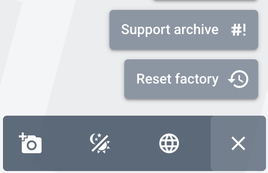 Illustration of the opened menu with the link to create the support archive visible.
