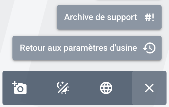 Illustration du menu ouvert avec le lien pour créer l'archive de support visible.
